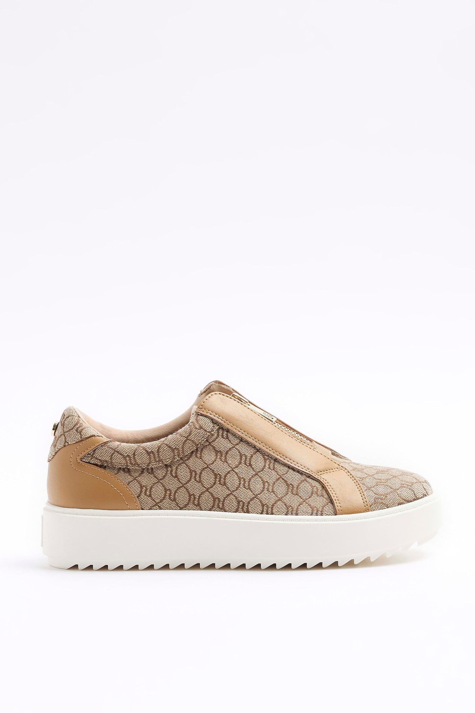 River Island Brown Slip-Ons Plimsole Trainers - Image 1 of 4