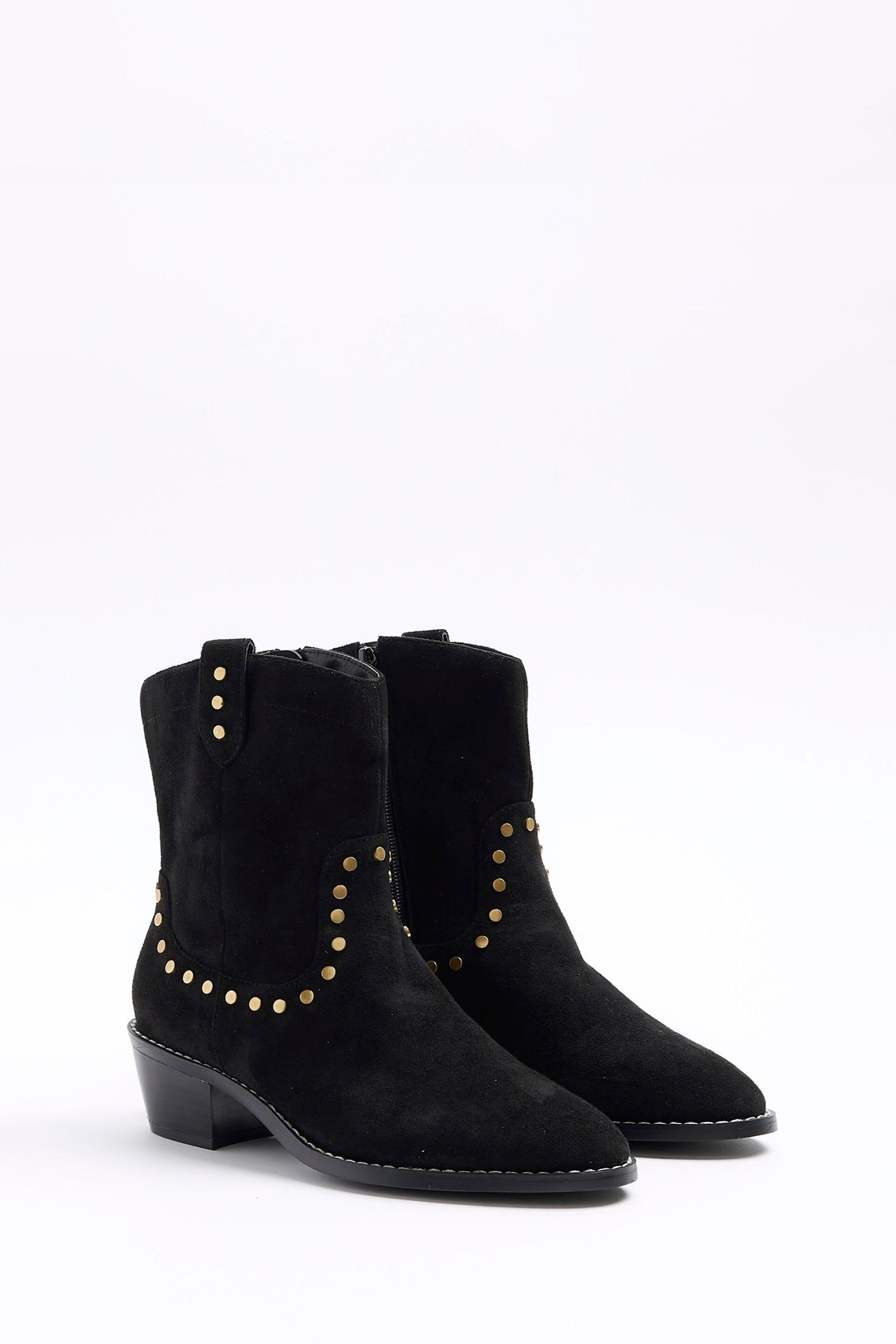 River Island Brown Studded Western Ankle Boots - Image 2 of 4