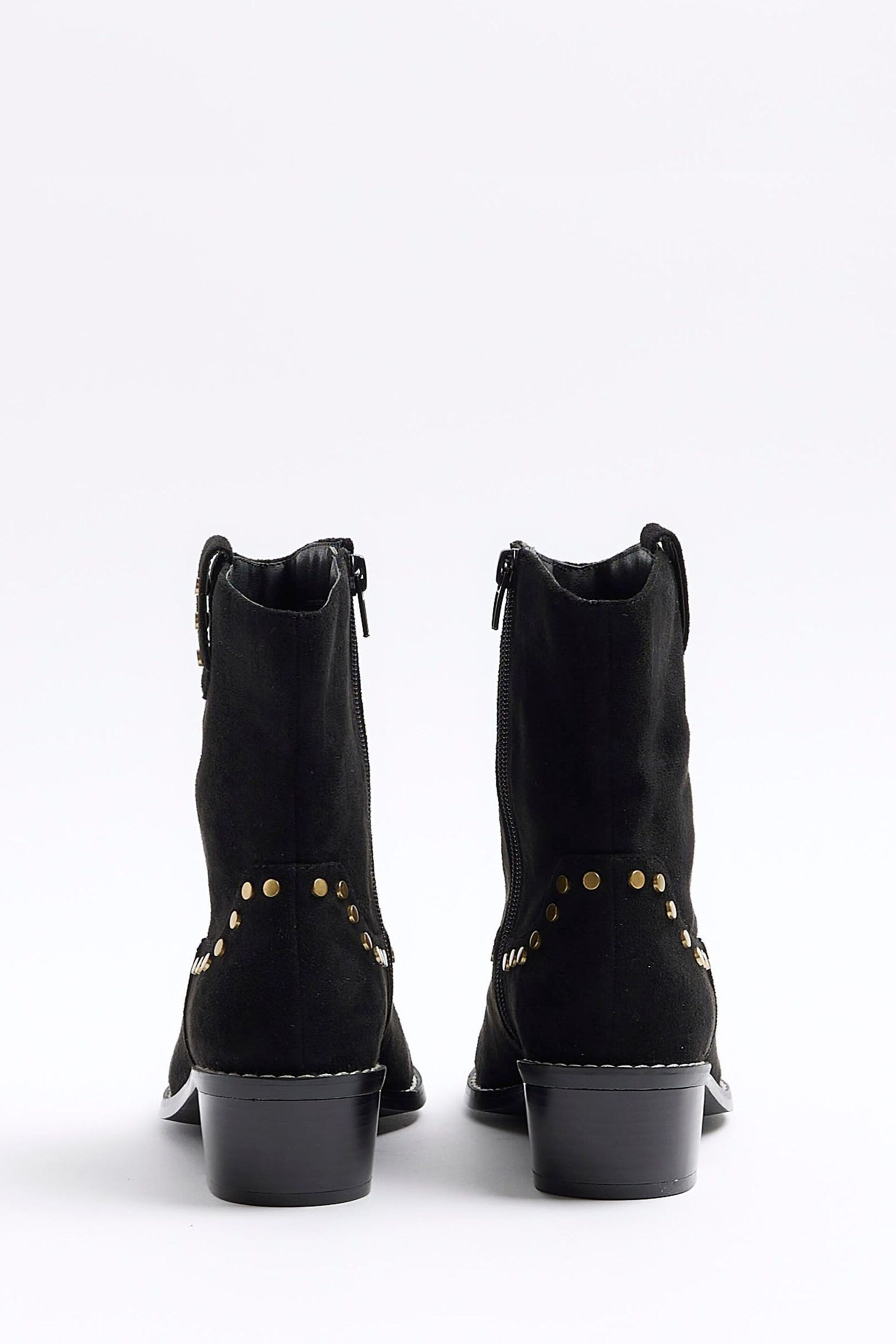 River Island Brown Studded Western Ankle Boots - Image 3 of 4