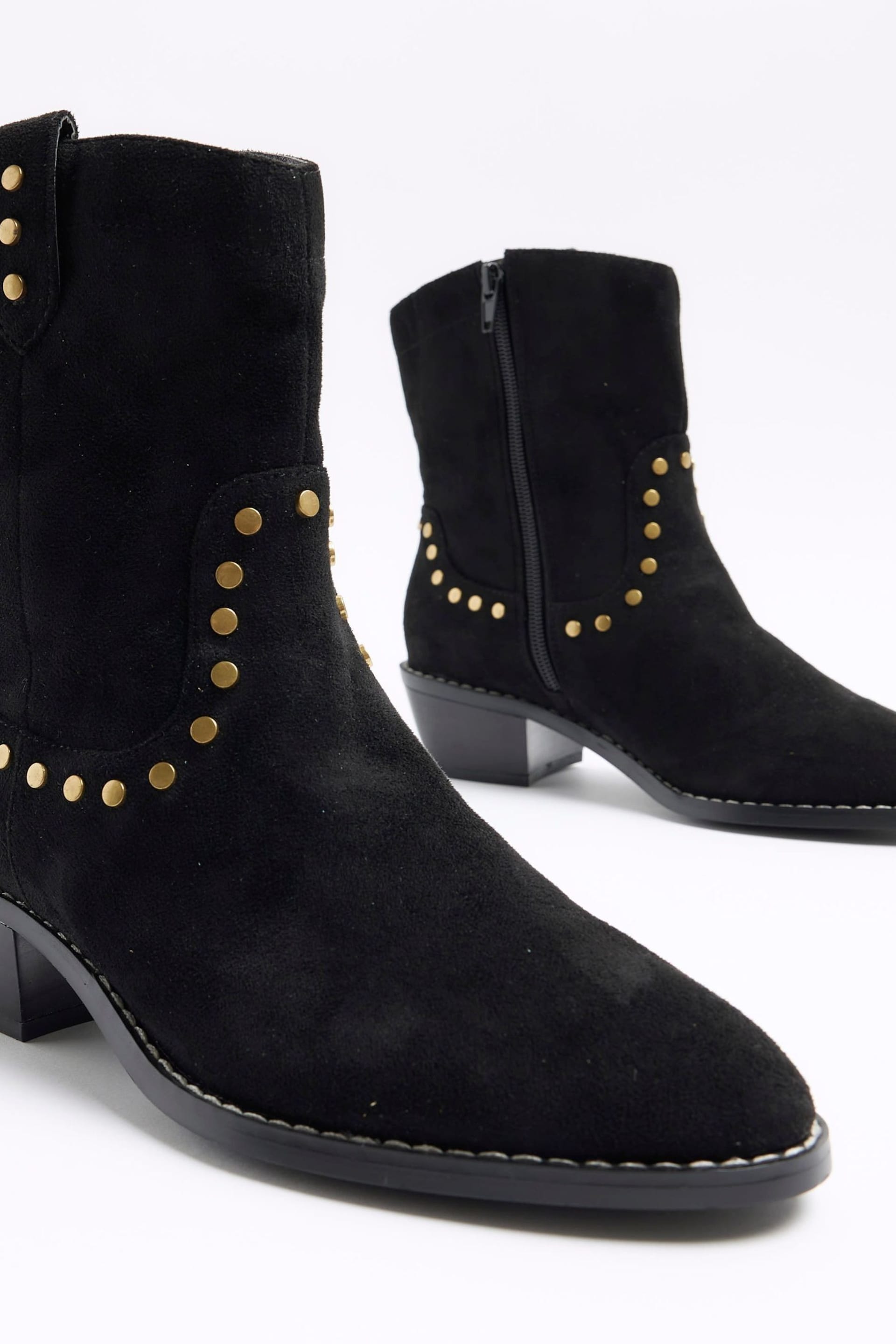 River Island Brown Studded Western Ankle Boots - Image 4 of 4