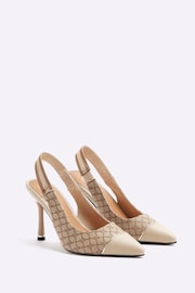 River Island Brown Monogram Webbing Court Heels - Image 2 of 4