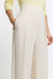 River Island Cream Wide Leg Pleated Clean Trousers - Image 4 of 6