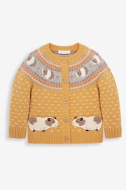 JoJo Maman Bébé Mustard Yellow Guinea Pig Fair Isle Cardigan - Image 1 of 3