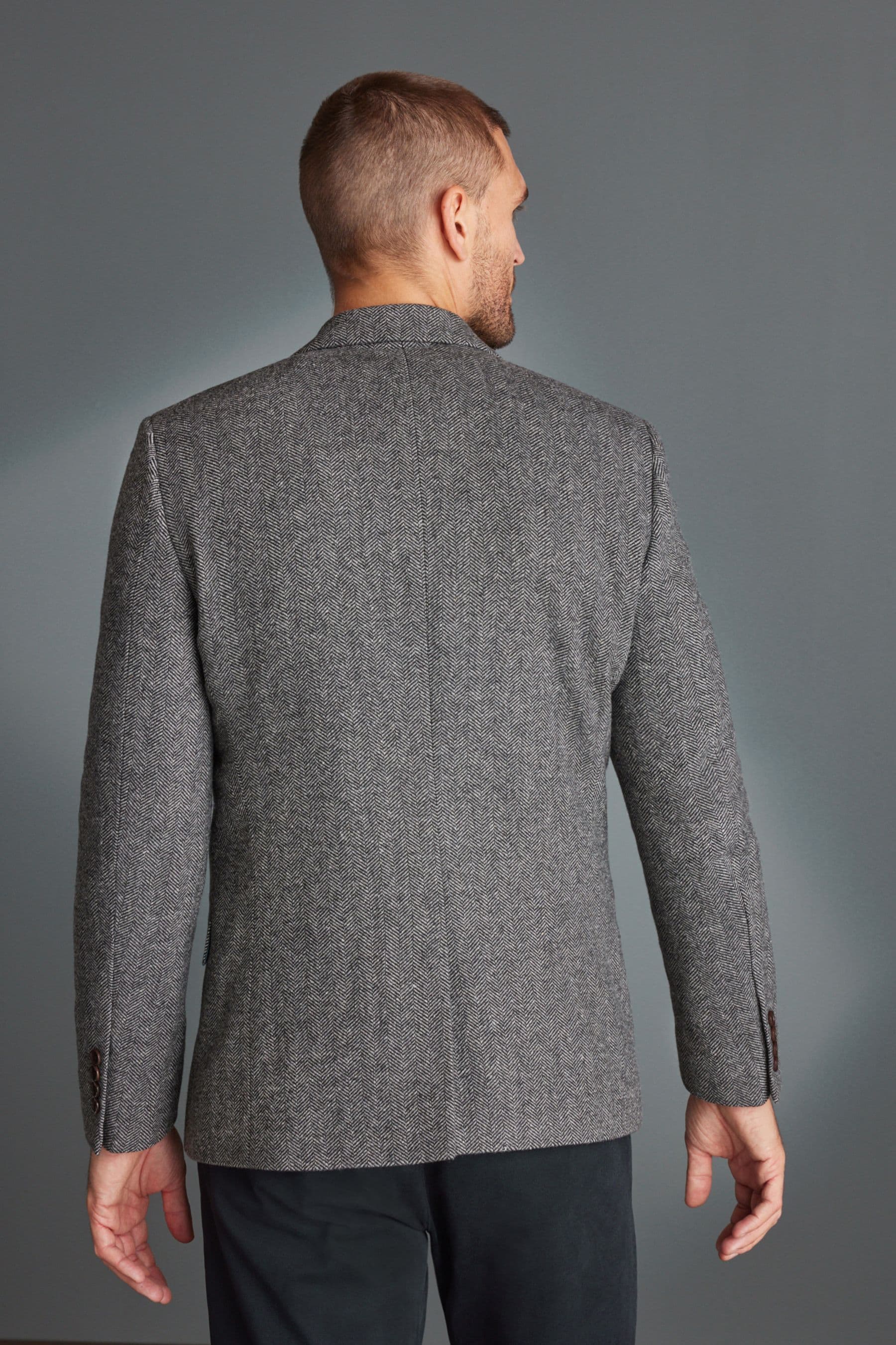 Buy Grey Slim Fit Nova Fides Signature Herringbone Wool Blazer from the Next UK online shop