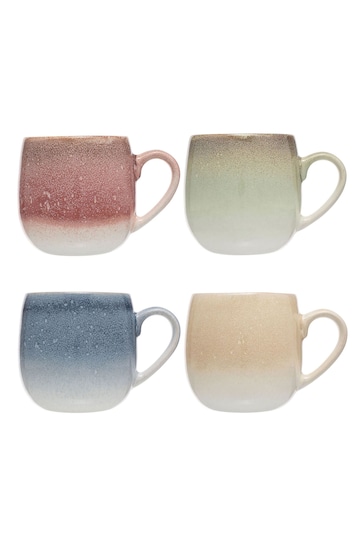 SIIP Set of 4 Reactive Glaze Ombre Mugs