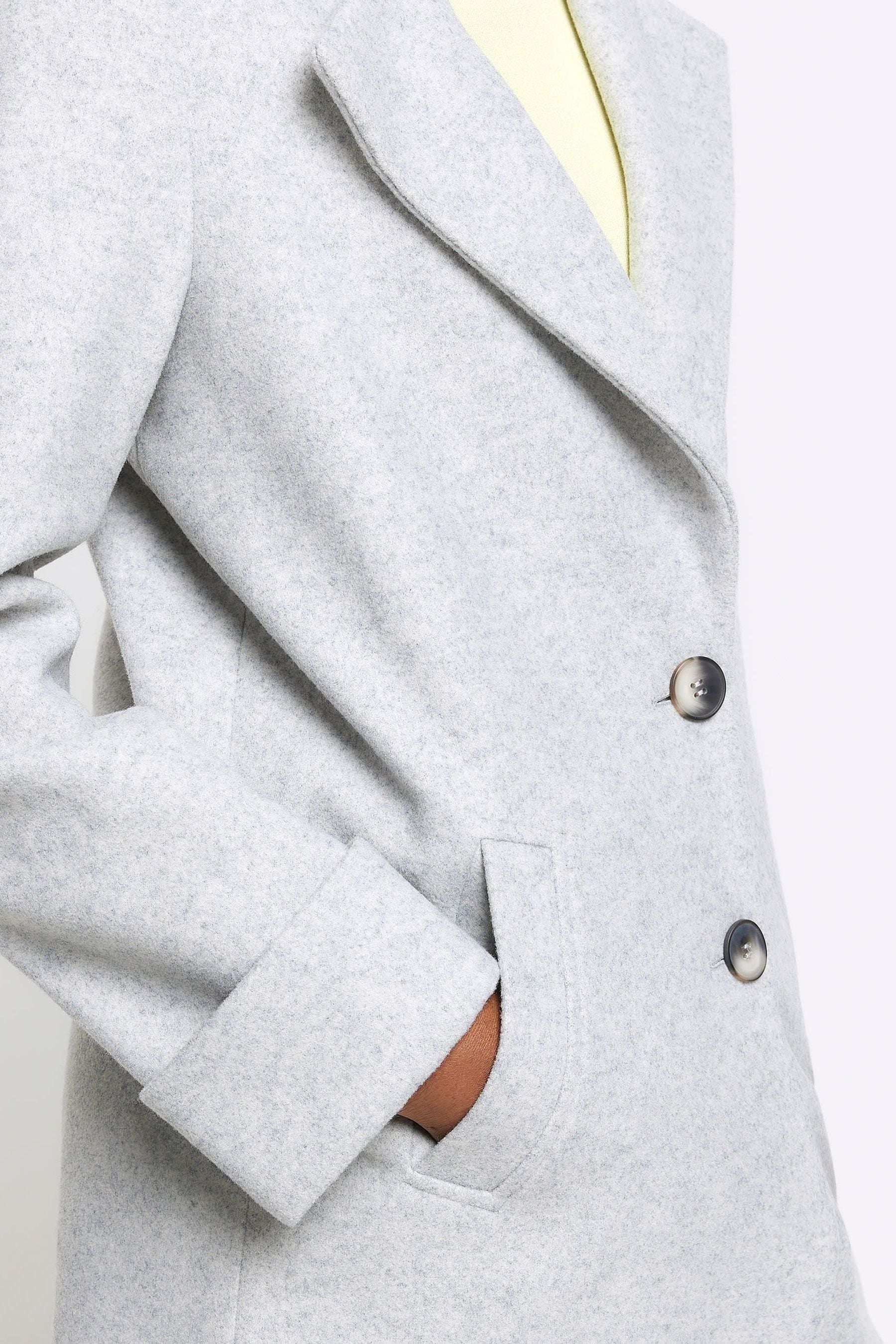 River island tailored coat with single fastening in grey sale