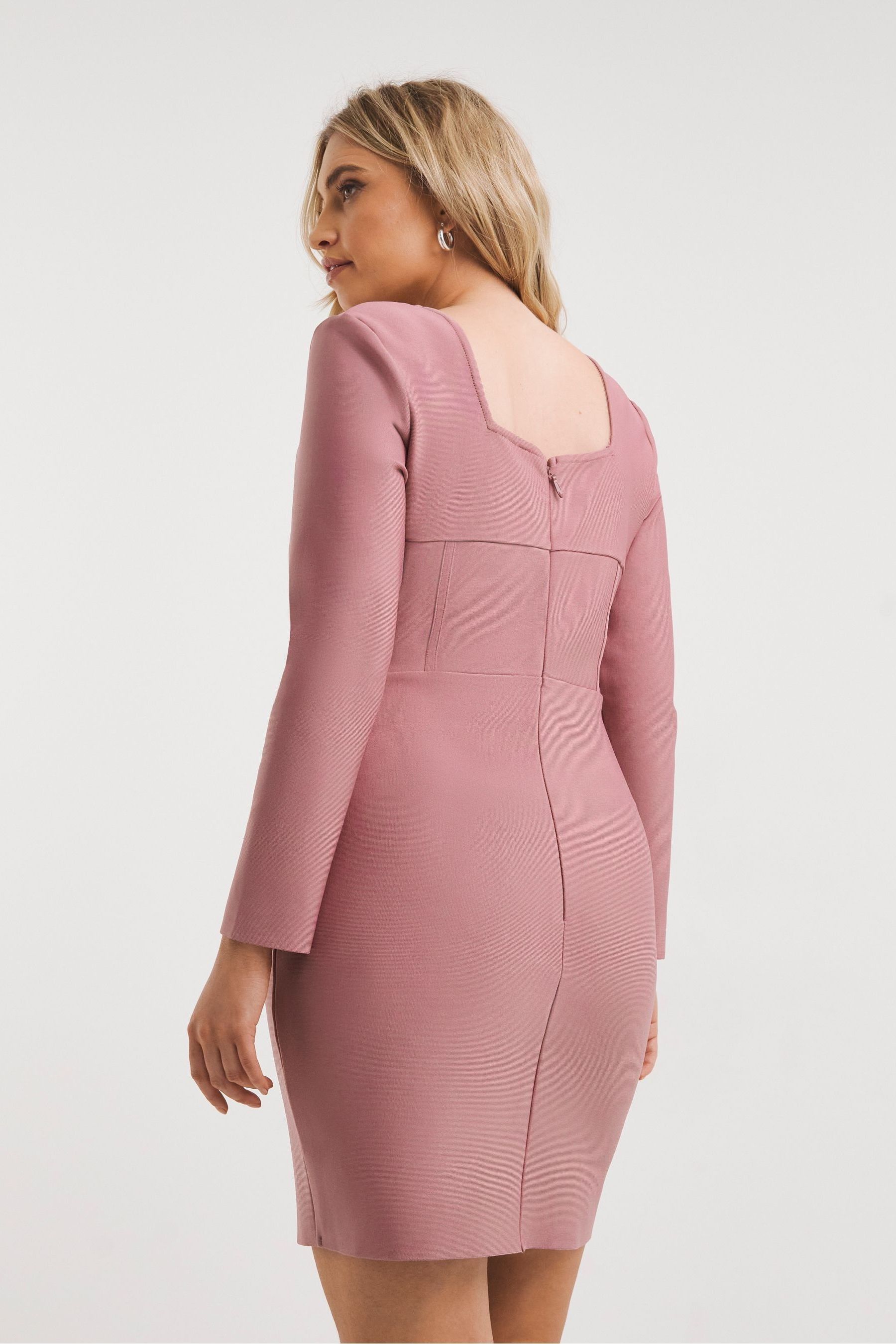 Buy Simply Be Pink Contouring Illusion Corset Bandage Bodycon Dress from Next Luxembourg