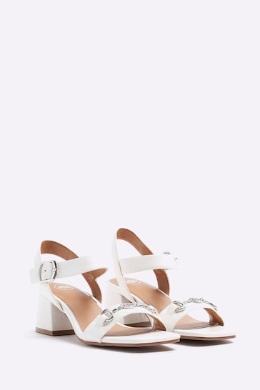 River Island White Snaffle Low Block Heeled Sandals