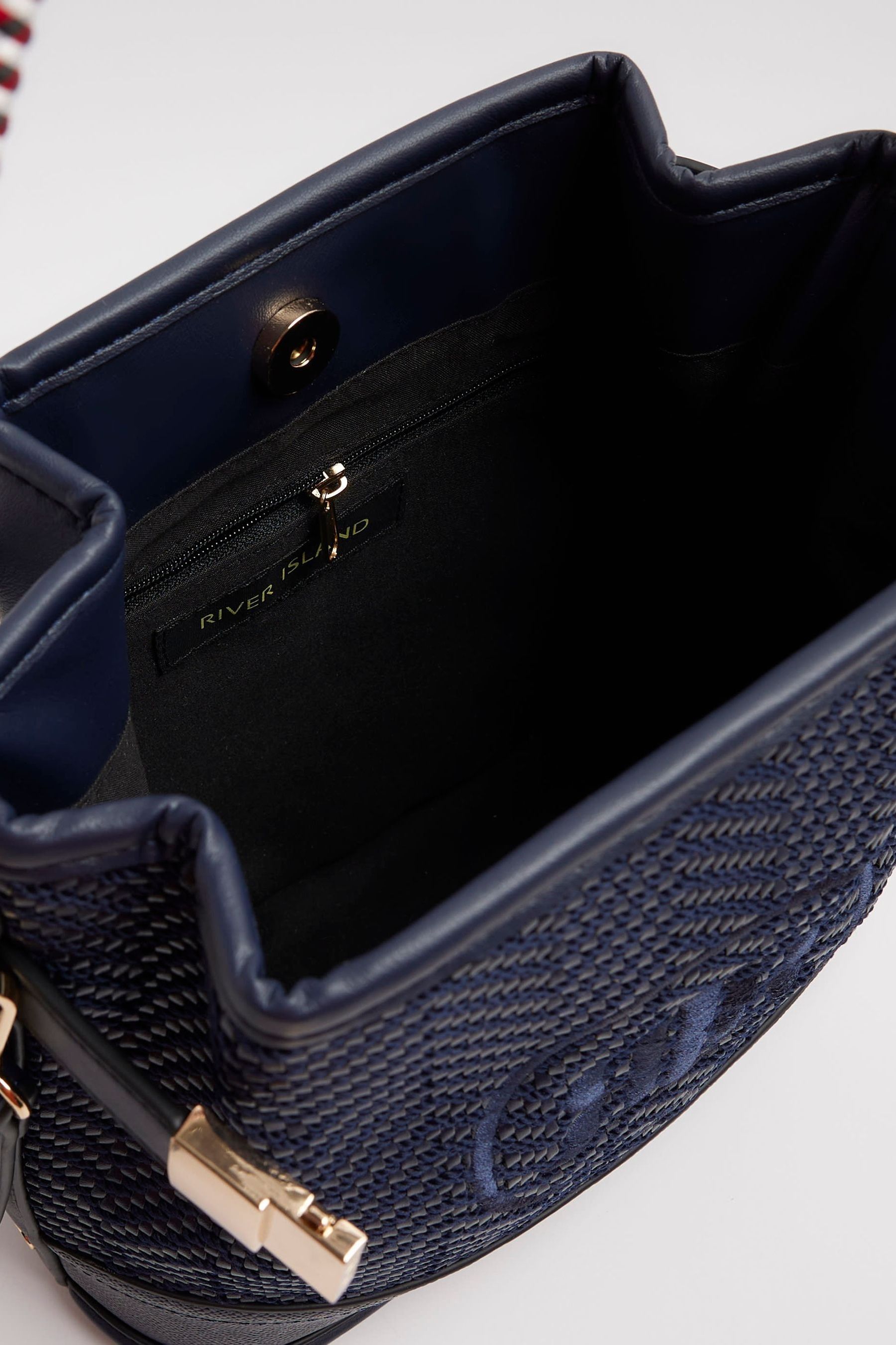 Buy River Island Blue Embroidered Weave Bucket Bag from the Next