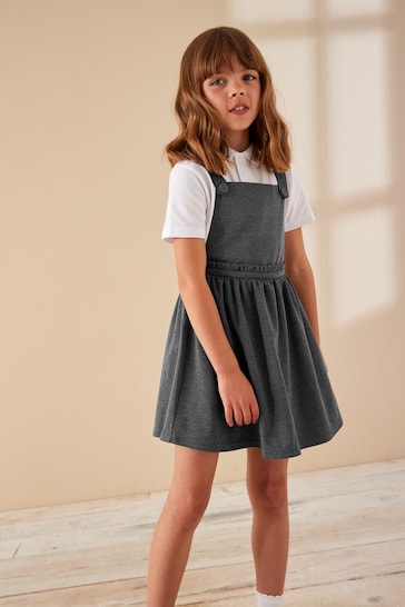 Buy Grey Jersey Stretch Frill Detail School Pinafore (3-14yrs