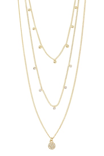 PILGRIM Gold Plated Chayenne Layered Crystal Necklace