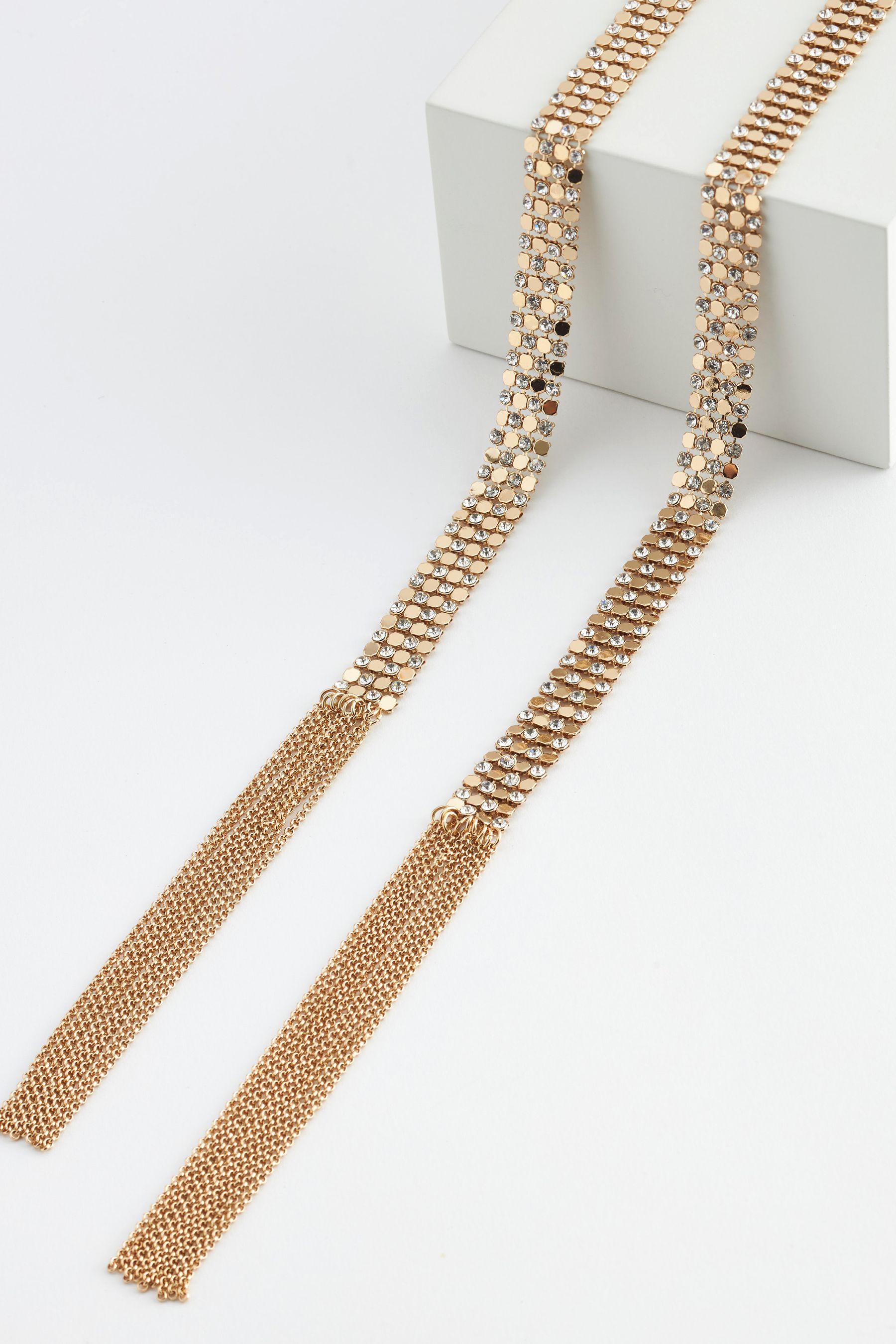 Gold scarf necklace top