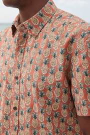 Red Linen Blend Printed Short Sleeve Shirt - Image 5 of 8