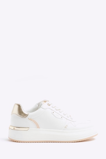 River Island White Panel Lace-Up Trainers
