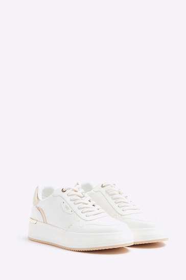 River Island White Panel Lace-Up Trainers