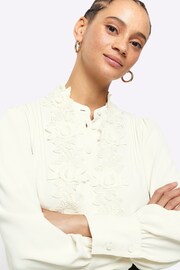 River Island Cream Crep Floral Applique Blouse - Image 4 of 6