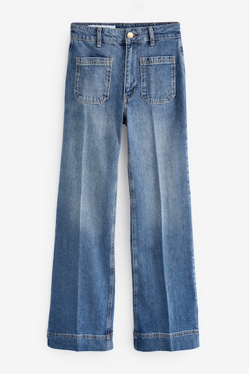 River Island Blue High Rise Flare Jeans