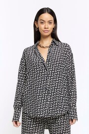 River Island Black Oversized Geometric Shirt - Image 1 of 6