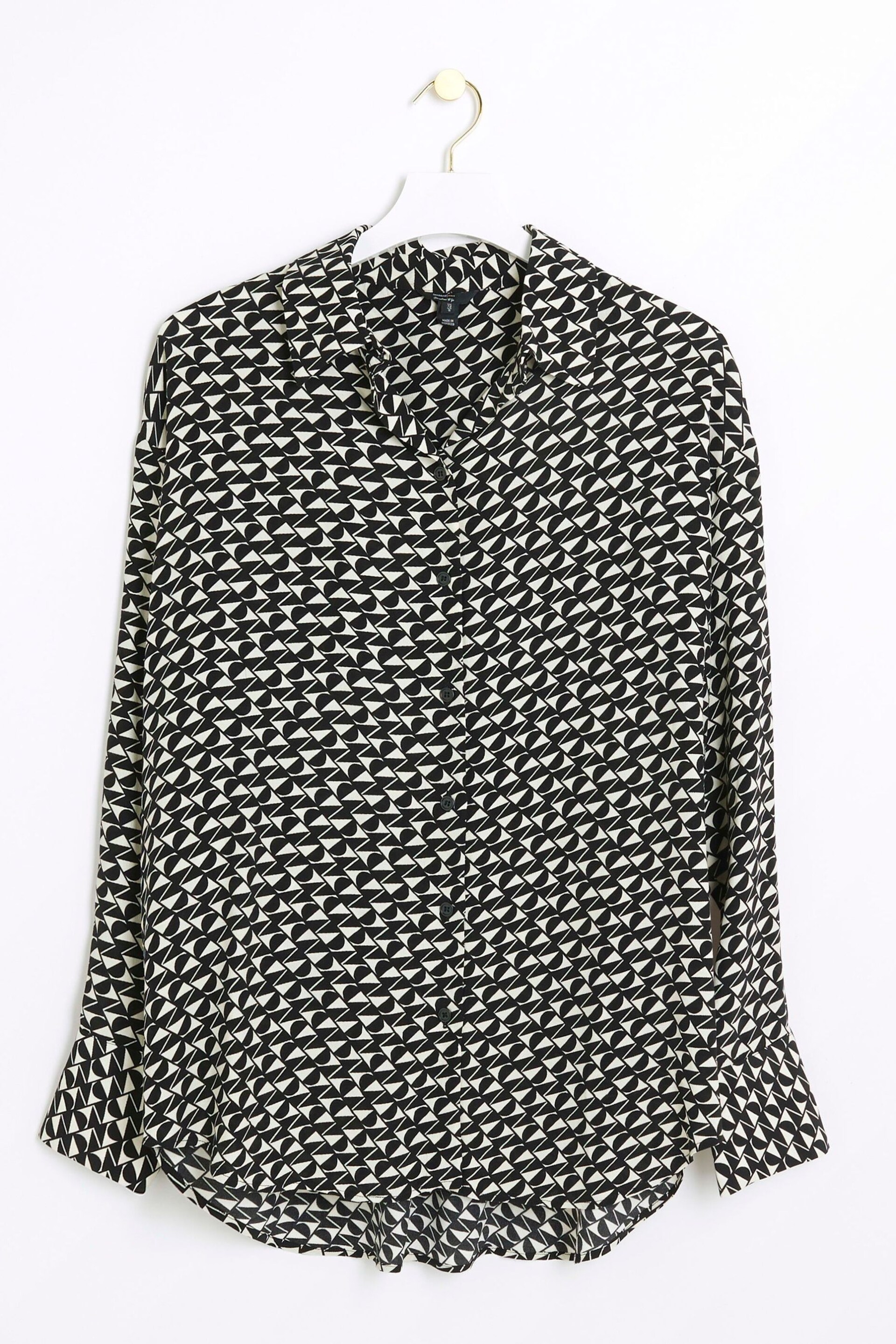 River Island Black Oversized Geometric Shirt - Image 5 of 6