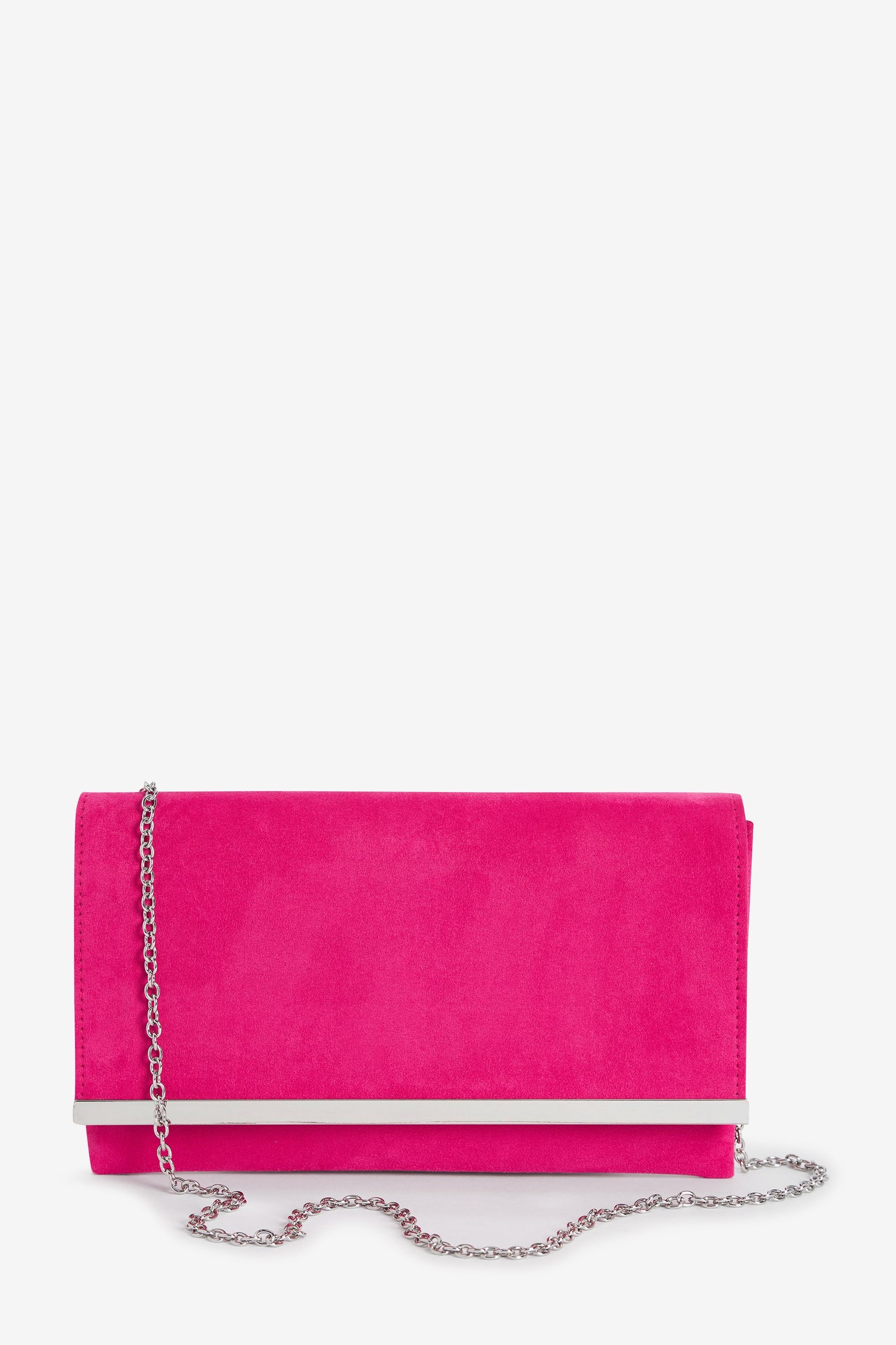 Pink Clutch Bag With Detachable Cross Body Chain
