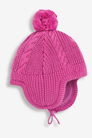 JoJo Maman Bébé Fuchsia Cosy Cable Knitted Hat