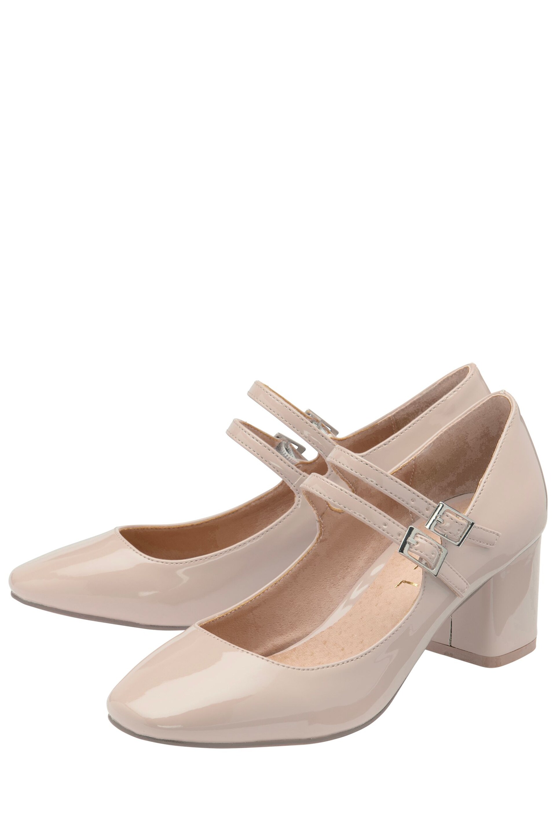 Ravel Cream Mary Jane Twin Buckle Block Heel Shoe - Image 2 of 4