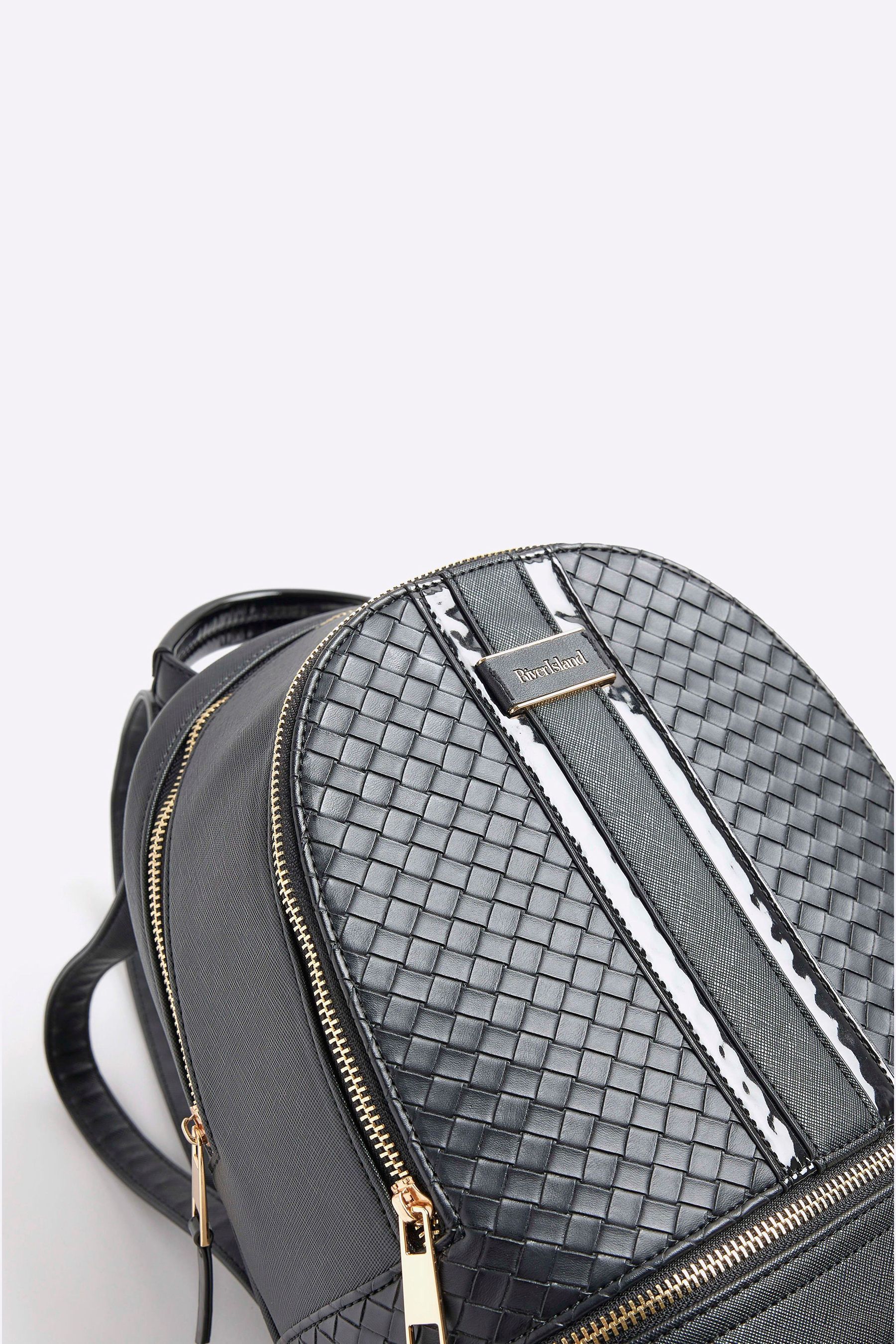 Buy River Island Black Embossed Weave Backpack from Next Canada