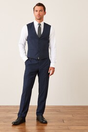 Navy Blue Wool Mix Textured Suit Waistcoat - Image 2 of 8
