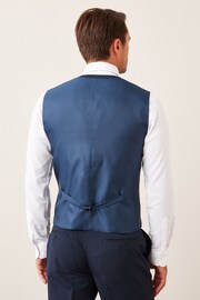 Navy Blue Wool Mix Textured Suit Waistcoat - Image 4 of 8