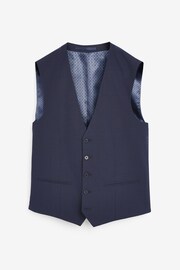 Navy Blue Wool Mix Textured Suit Waistcoat - Image 6 of 8