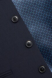 Navy Blue Wool Mix Textured Suit Waistcoat - Image 7 of 8