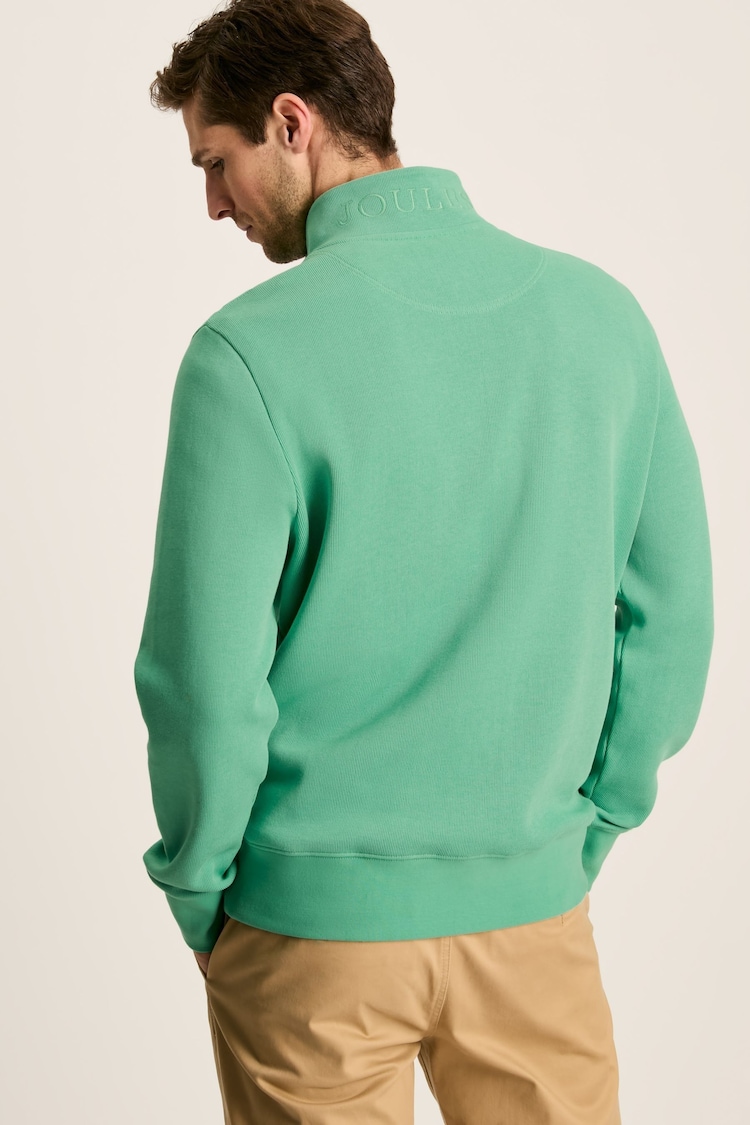 Joules Alistair Green Quarter Zip Cotton Sweatshirt - Image 2 of 6