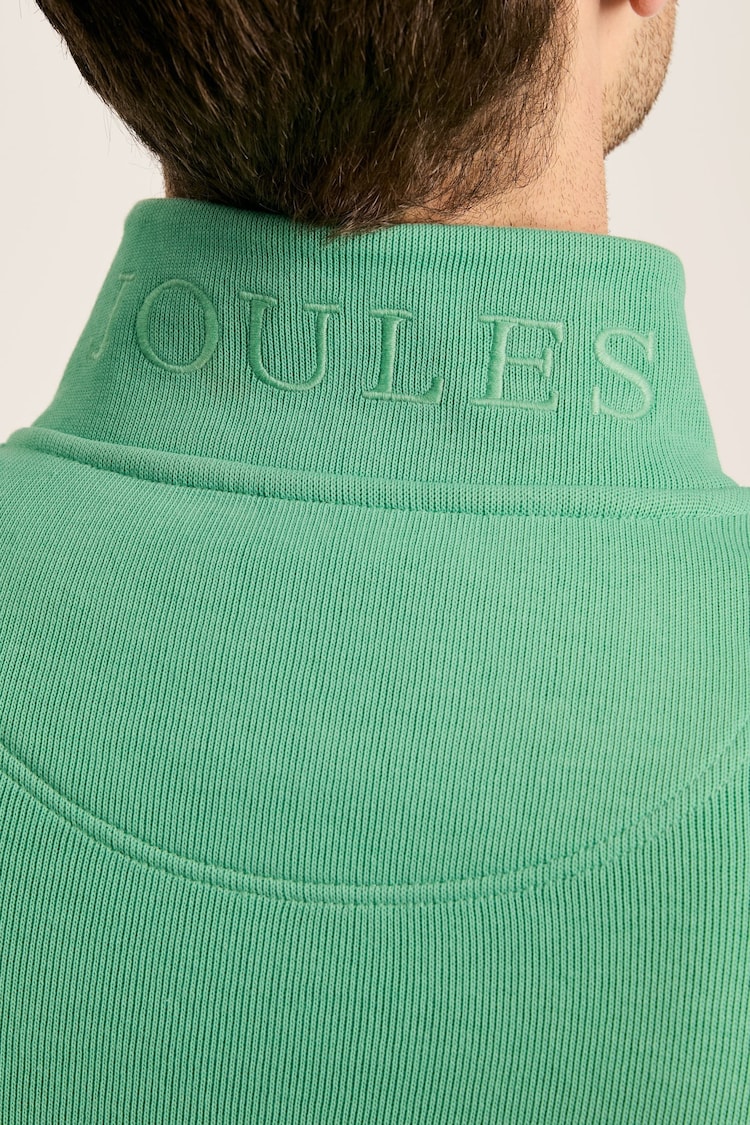 Joules Alistair Green Quarter Zip Cotton Sweatshirt - Image 6 of 6