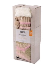 Totes Nude Ladies Textured Stripe Slipper Socks - Image 2 of 5