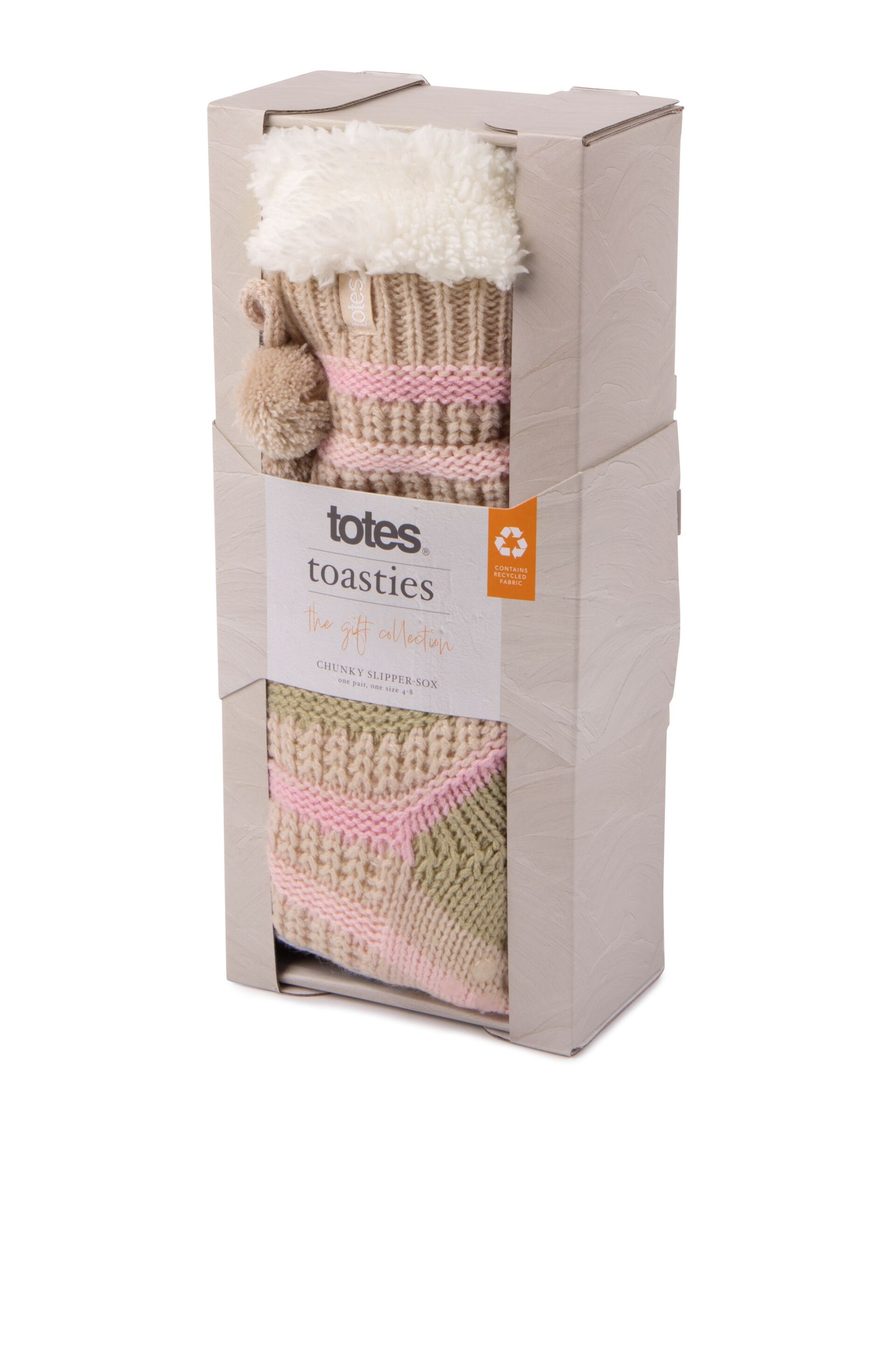 Totes Nude Ladies Textured Stripe Slipper Socks - Image 2 of 5