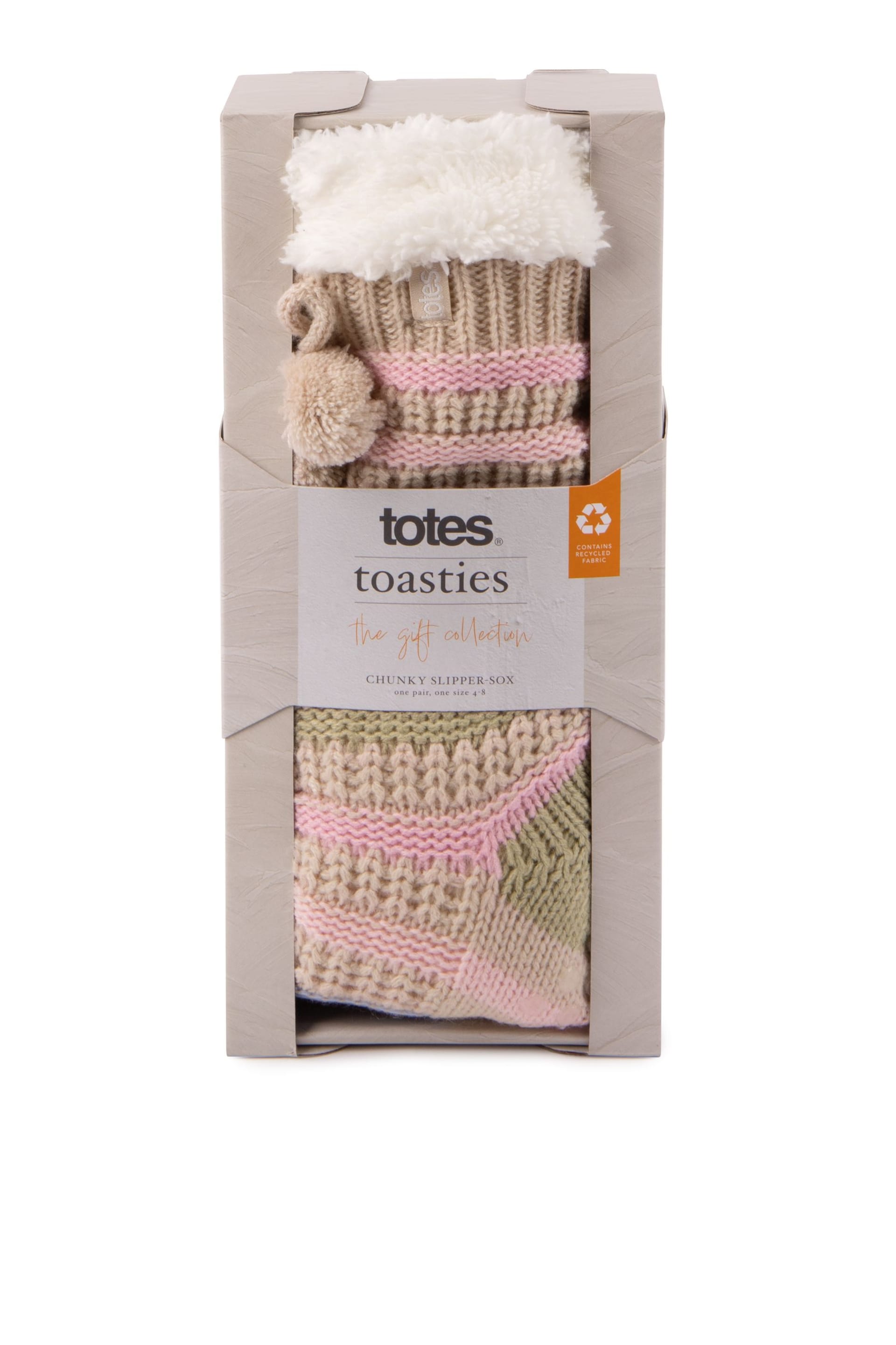 Totes Nude Ladies Textured Stripe Slipper Socks - Image 5 of 5