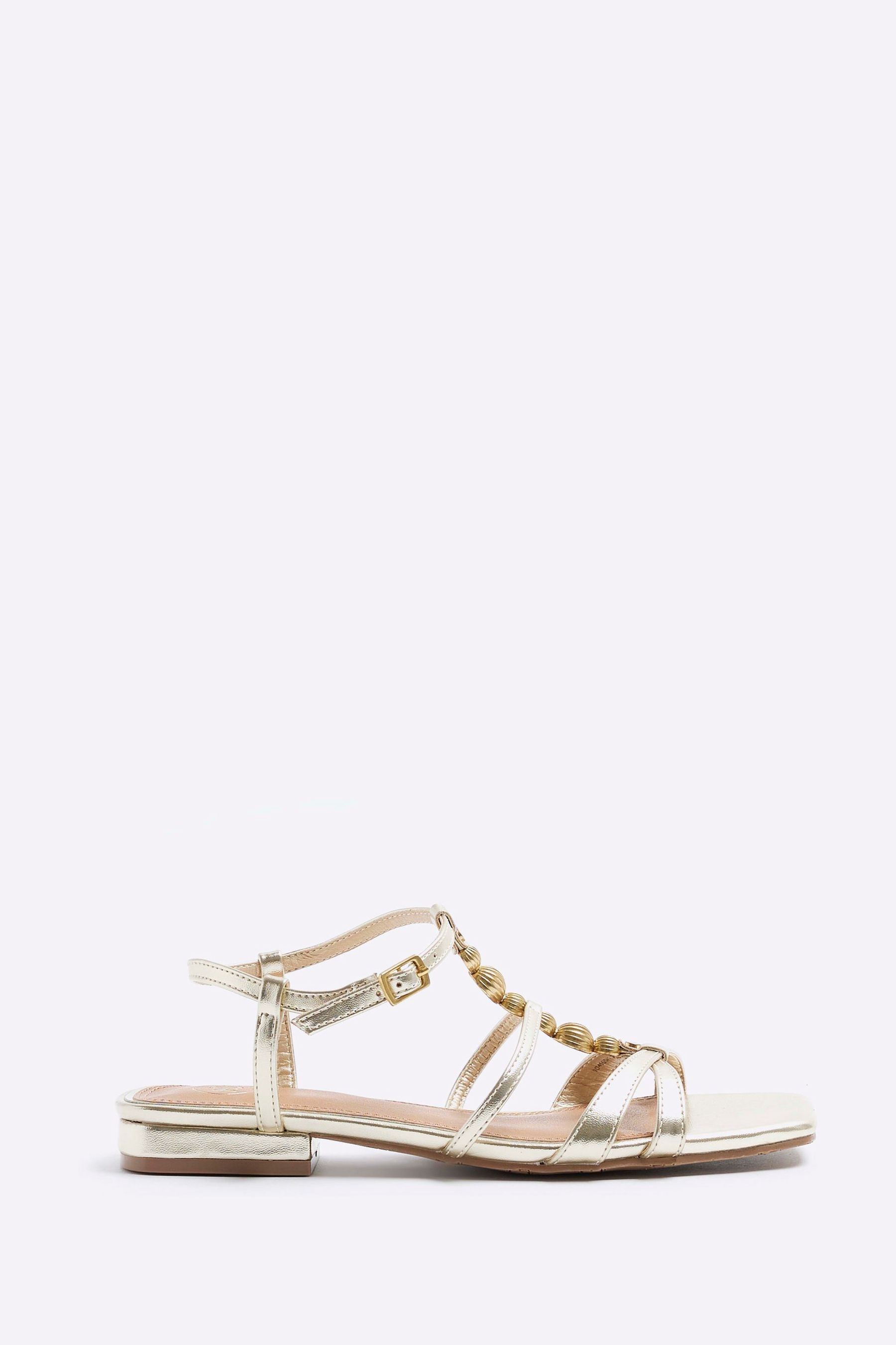 Buy River Island Gold Leopard Beaded Flat Sandals from Next Luxembourg