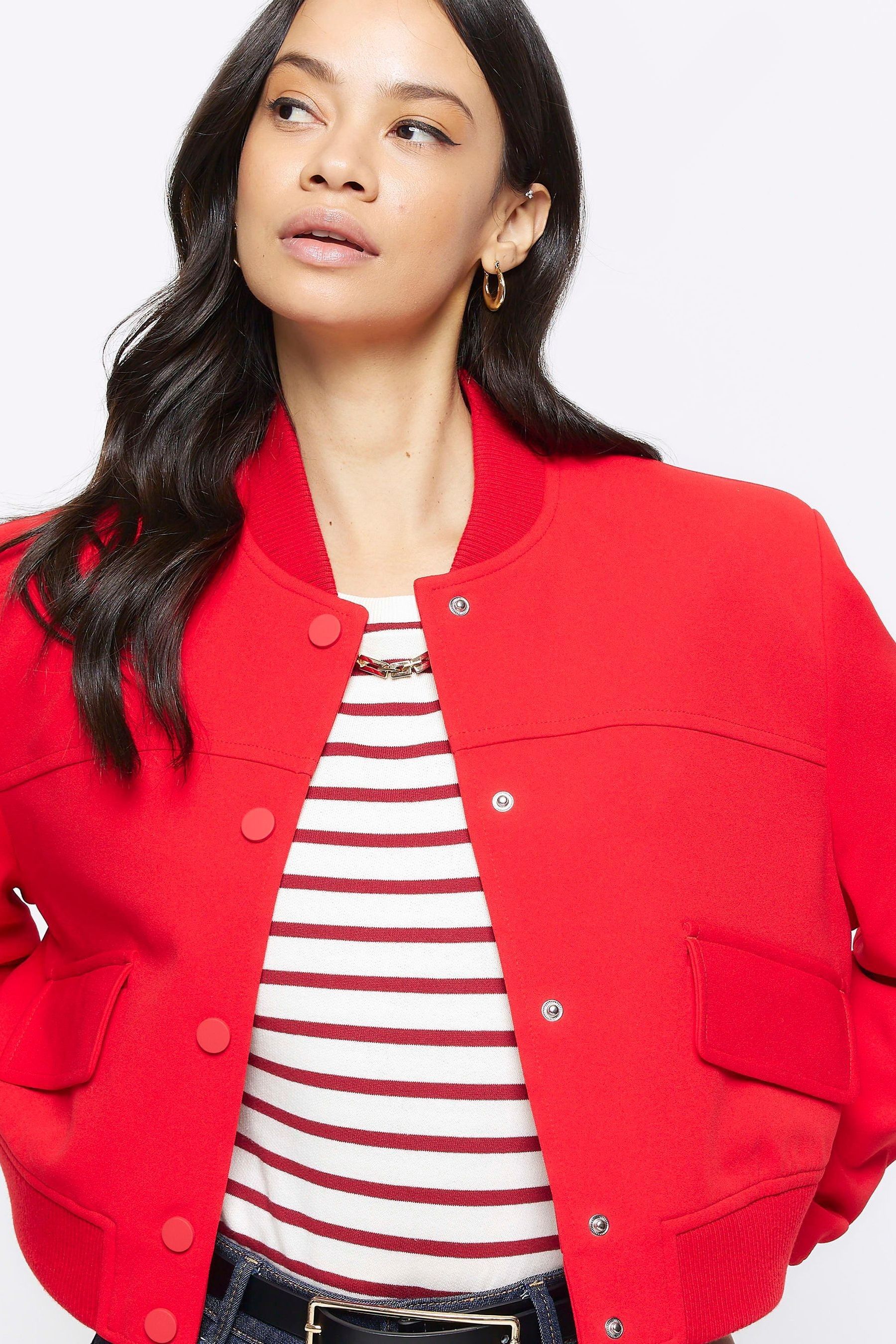 Red bomer jacket hotsell