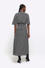 River Island Black Printed Belted Button Shirt Dress - Image 2 of 6