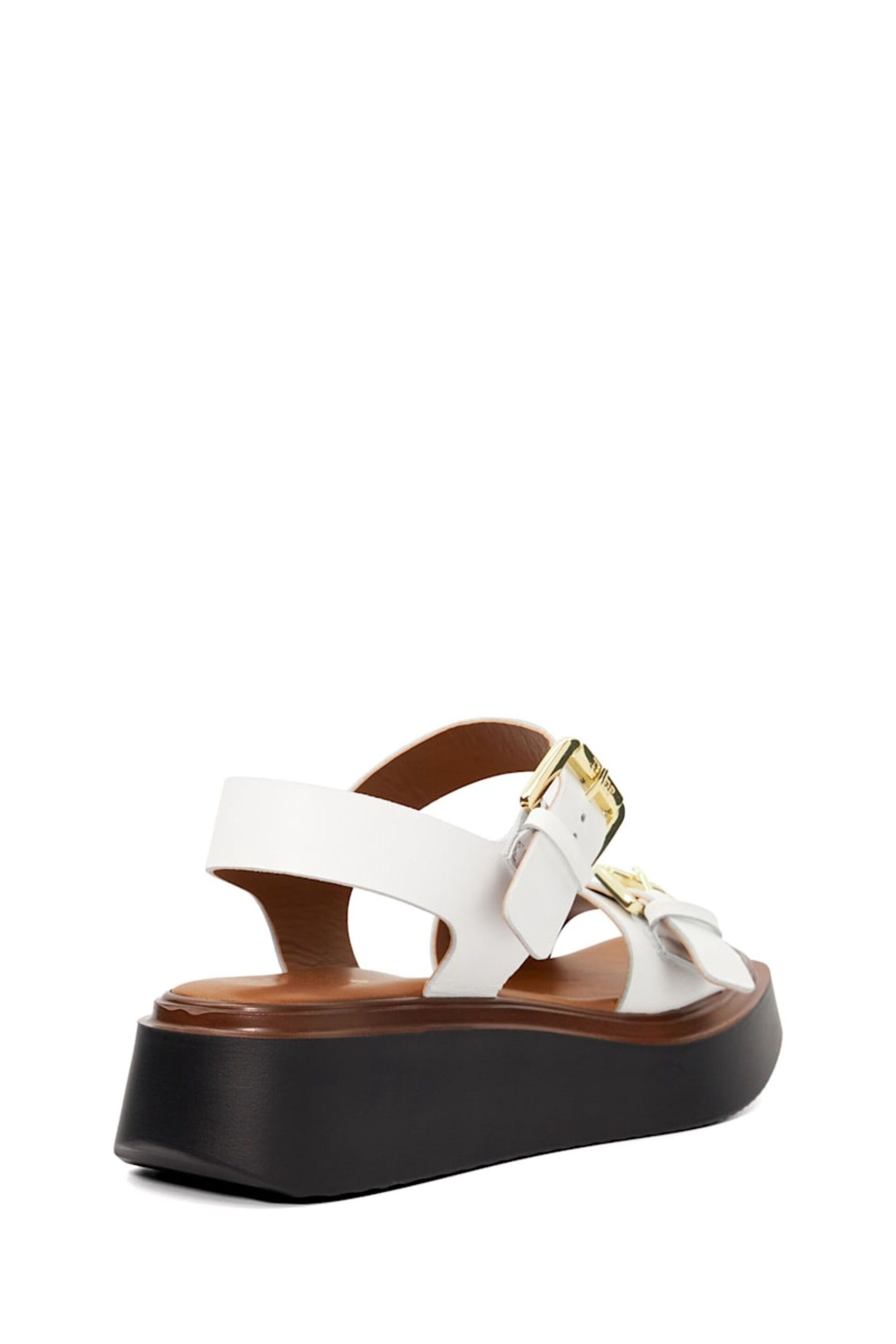 Dune London White Buckle Flatform Loells Sandals - Image 6 of 7