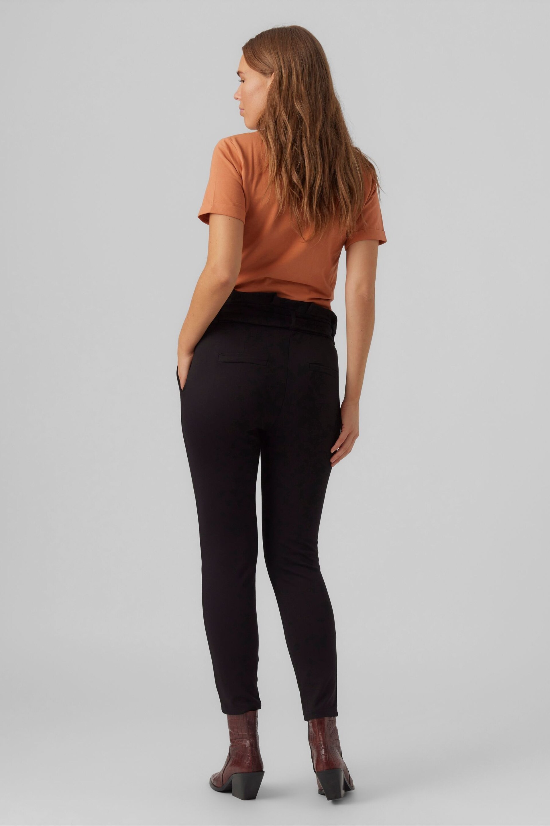 VERO MODA Black Maternity Over The Bump Paperbag Waist Stretch Trousers - Image 2 of 5