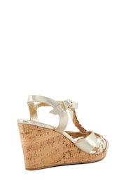 Dune London Gold Koali Plait T-Bar Wedge Sandals - Image 5 of 6