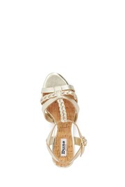 Dune London Gold Koali Plait T-Bar Wedge Sandals - Image 6 of 6