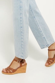 Dune London Brown Koali Plait T-Bar Wedge Sandals - Image 3 of 6