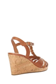 Dune London Brown Koali Plait T-Bar Wedge Sandals - Image 6 of 6