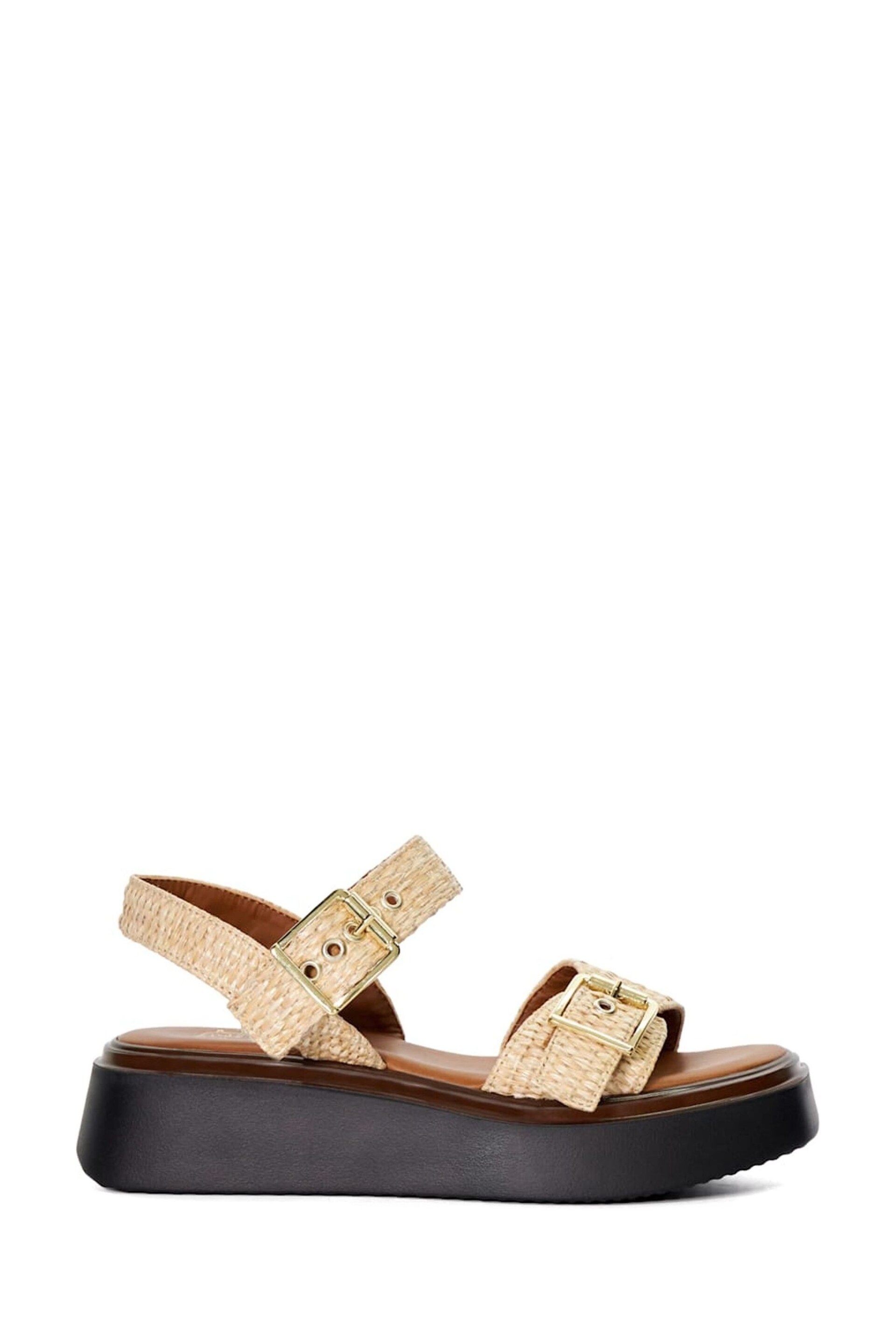 Dune London Natural Chrome Buckle Flatform Loells Sandals - Image 3 of 7