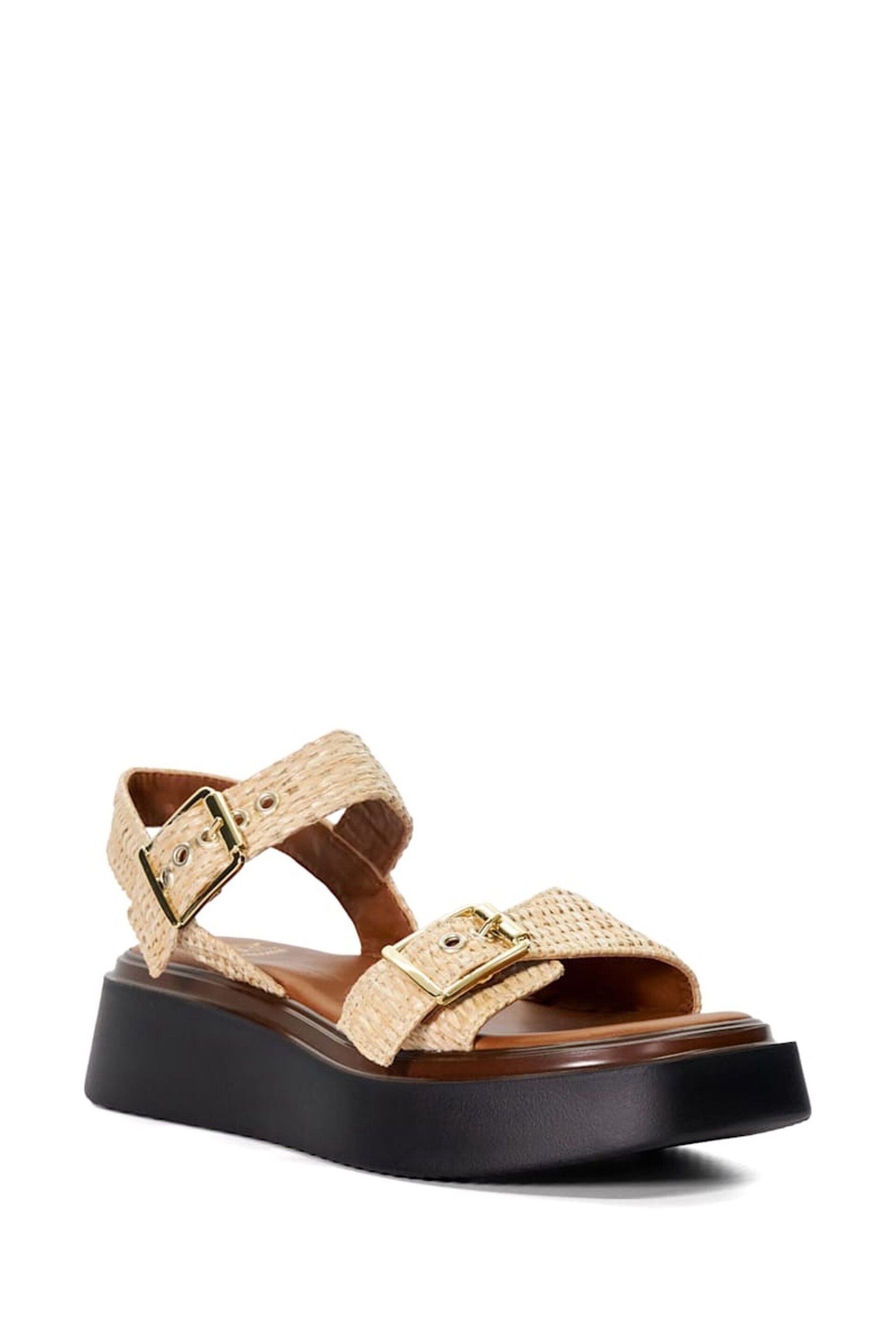 Dune London Natural Chrome Buckle Flatform Loells Sandals - Image 5 of 7