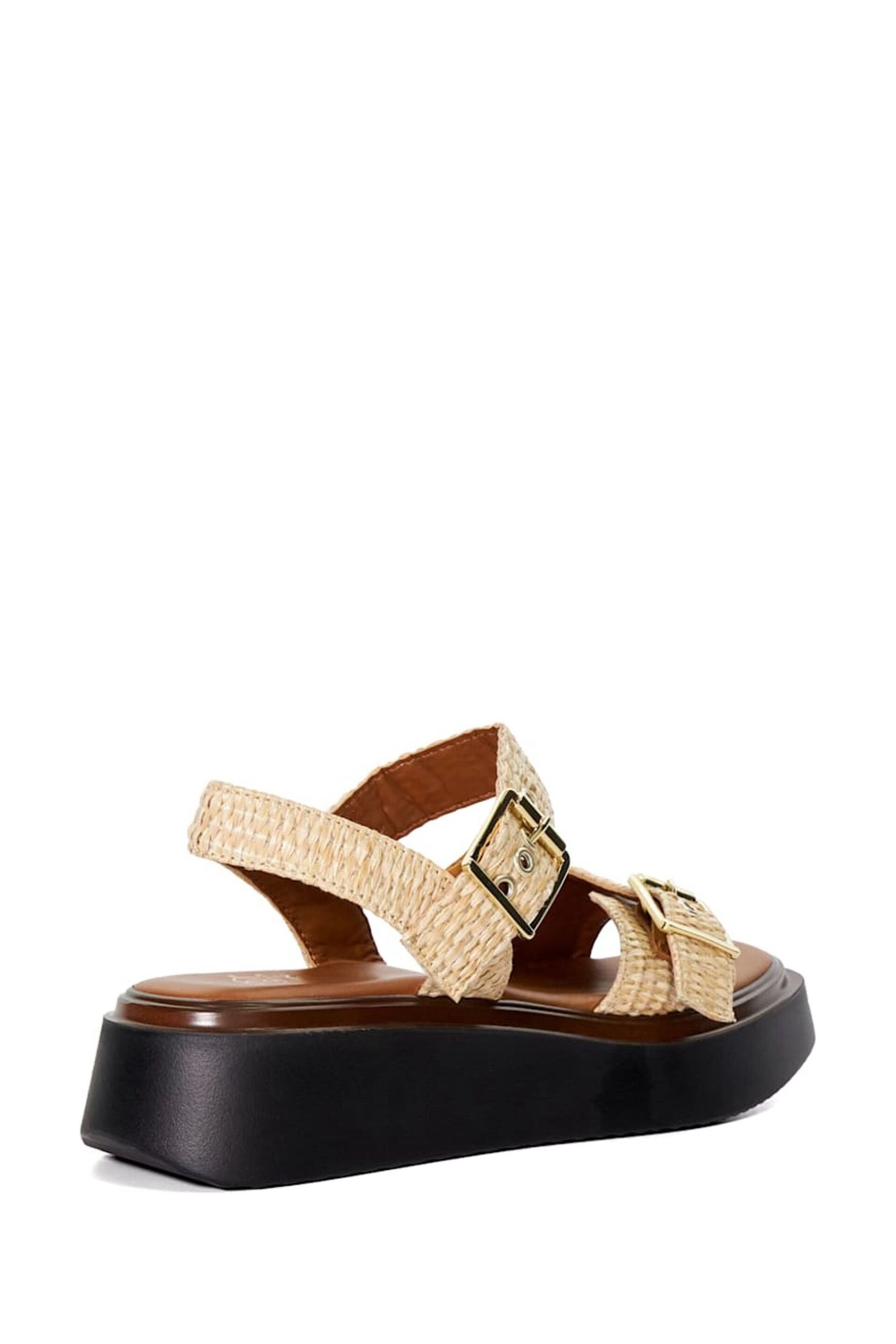 Dune London Natural Chrome Buckle Flatform Loells Sandals - Image 6 of 7