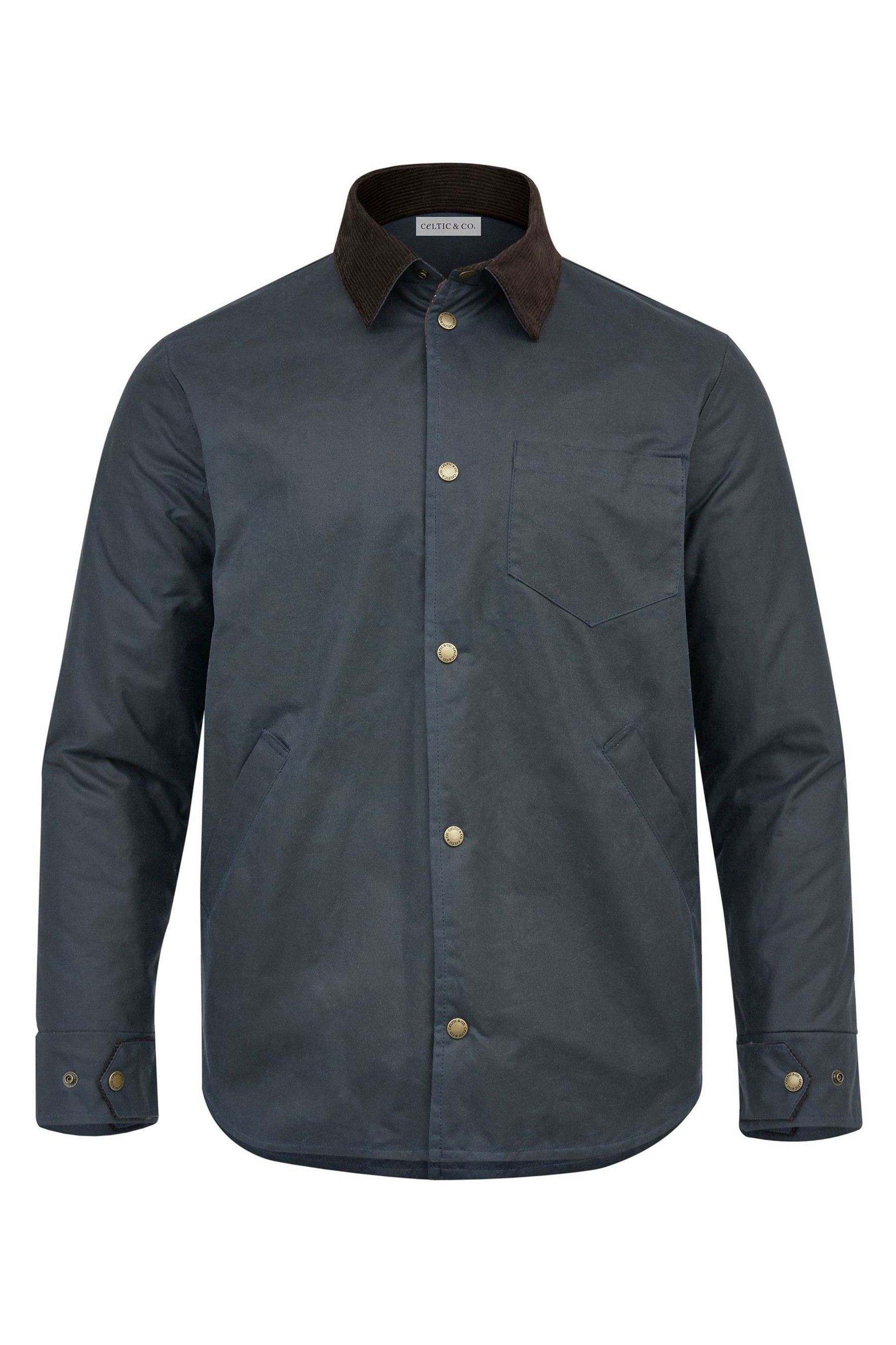 Buy Celtic Co. Mens Blue Waxed 100 Cotton Overshirt from the Next UK online shop