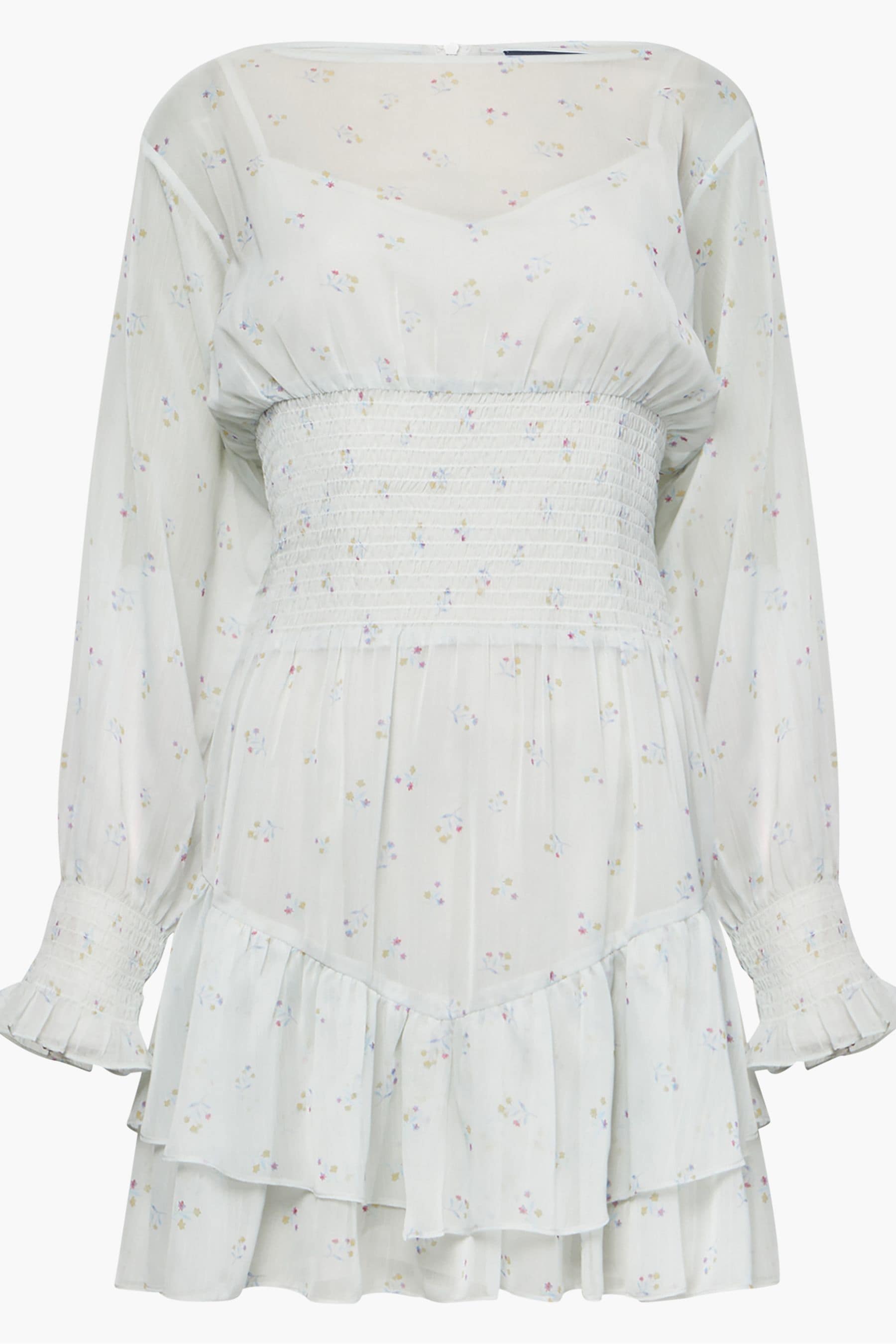 French connection white ruffle mini dress shop